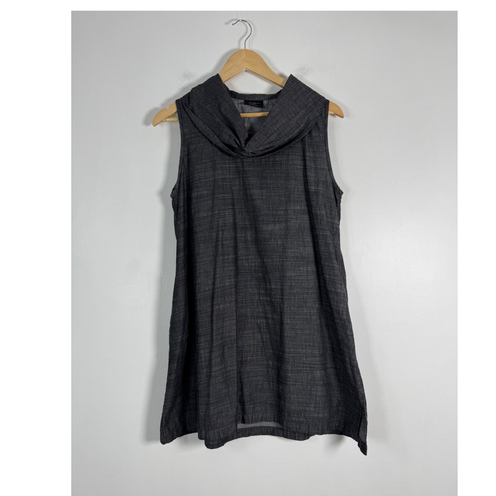 Minimalist Maggie's Organics Women S Tunic Top Grey Cotton Cowl Neck Pocket Slub
